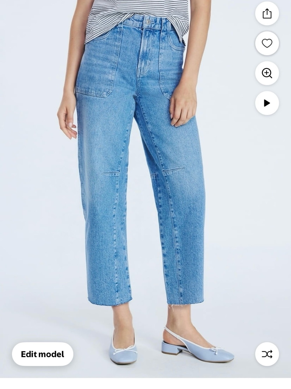 High-Rise Ankle carpenter Crop Jeans in sky Blue - Picture 4 of 7